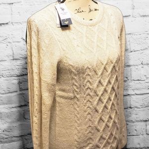 Golden Threaded US Polo Assn Cable Knit Ivory Sweater | Size Med | Orig $44